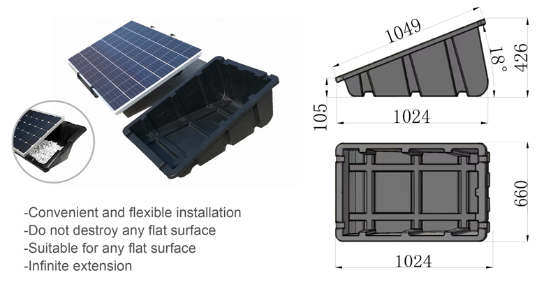 Sistema de montaje en techo con balasto de plástico para paneles solares