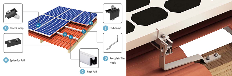 Gancho solar para techo de tejas para panel solar.