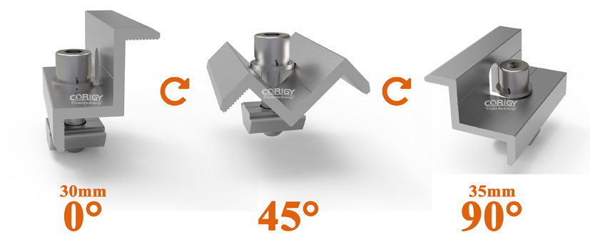adjustable 30mm solar end clamps